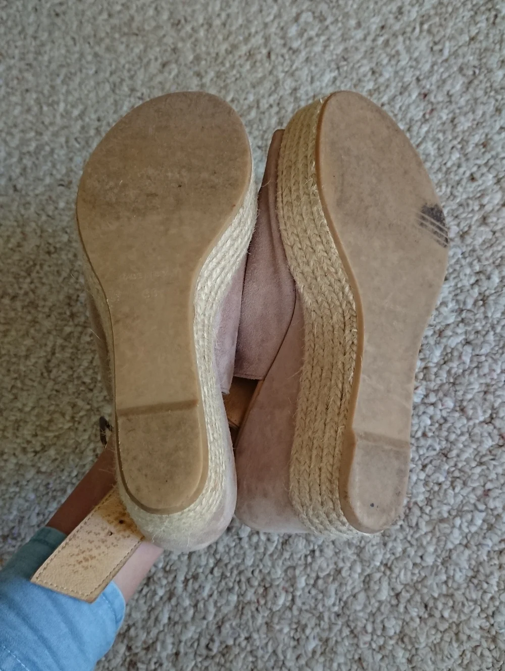 Cordani Taupe Open Toe Espadrille Suede Wedge Sandals size 6